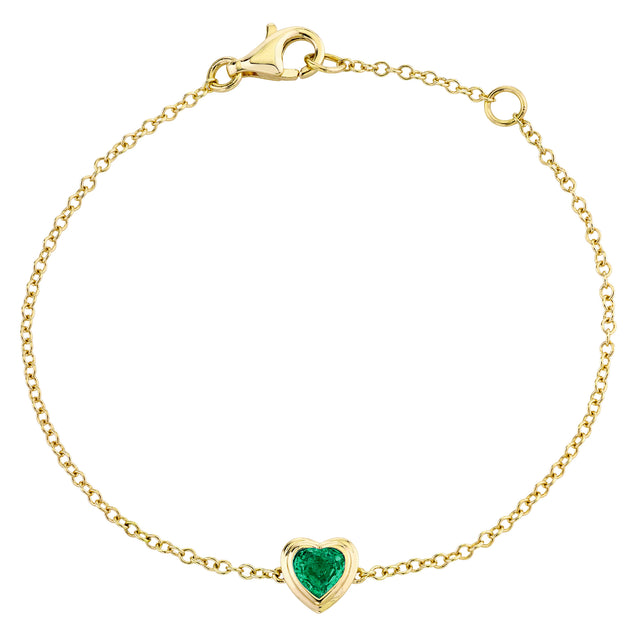 Emerald Bezel Heart Drop Bracelet