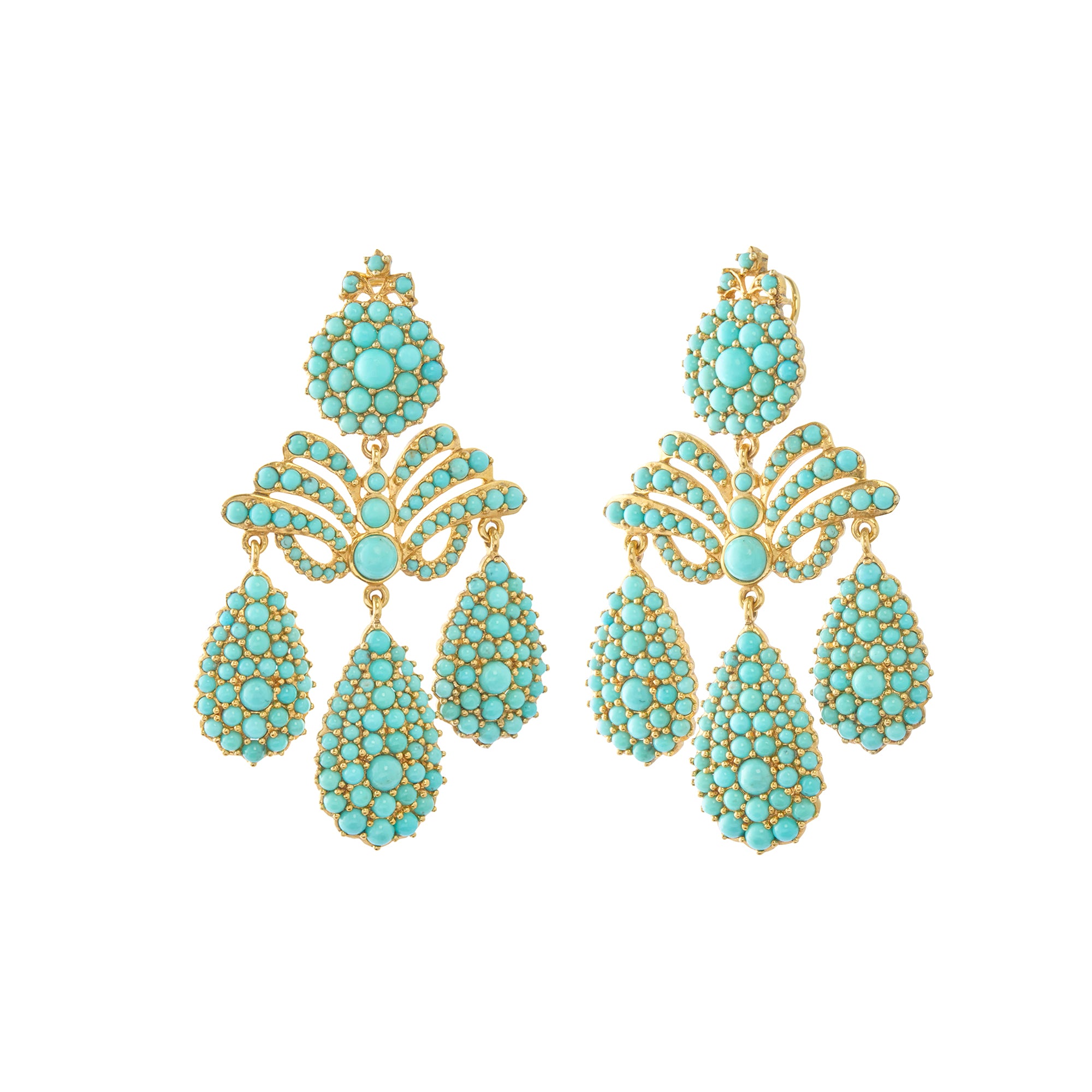 Turquoise Marquise Palace Chandelier Earrings
