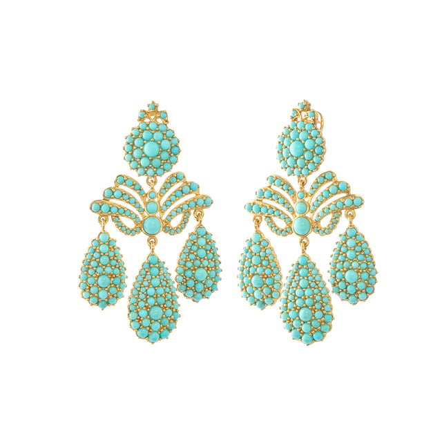 Turquoise Marquise Palace Chandelier Earrings