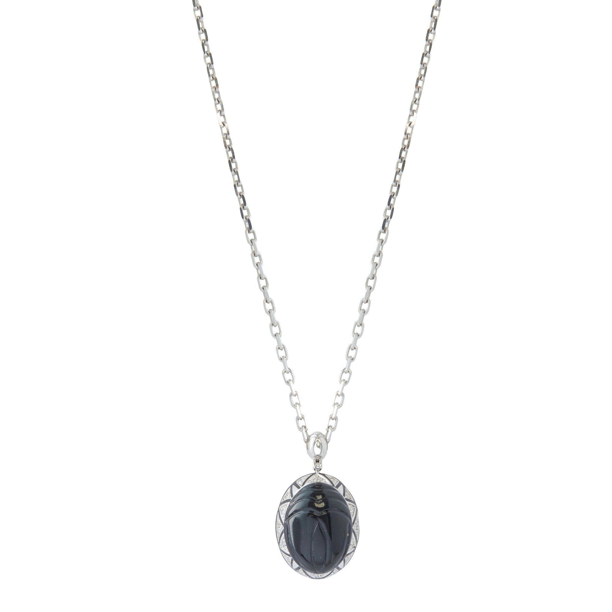 Diamond Onyx Scarab Necklace