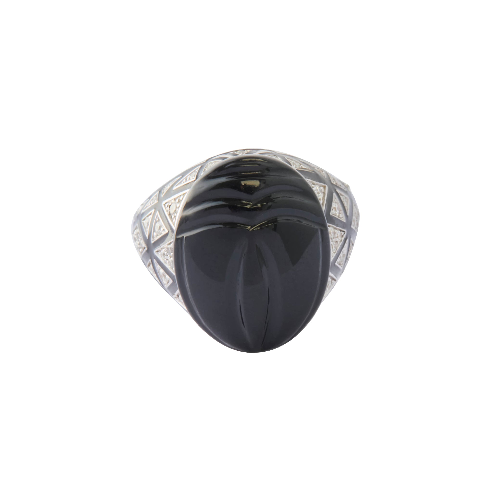 Diamond Onyx Scarab Ring
