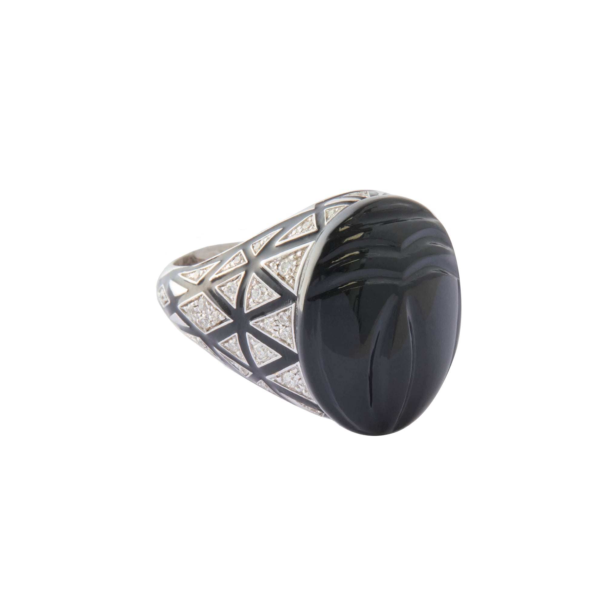 Diamond Onyx Scarab Ring
