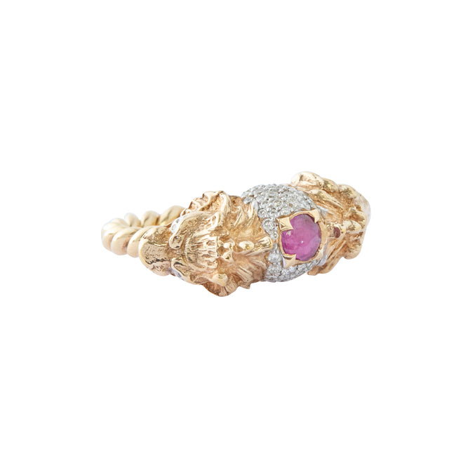 Diamond and Corundum Leo Ring