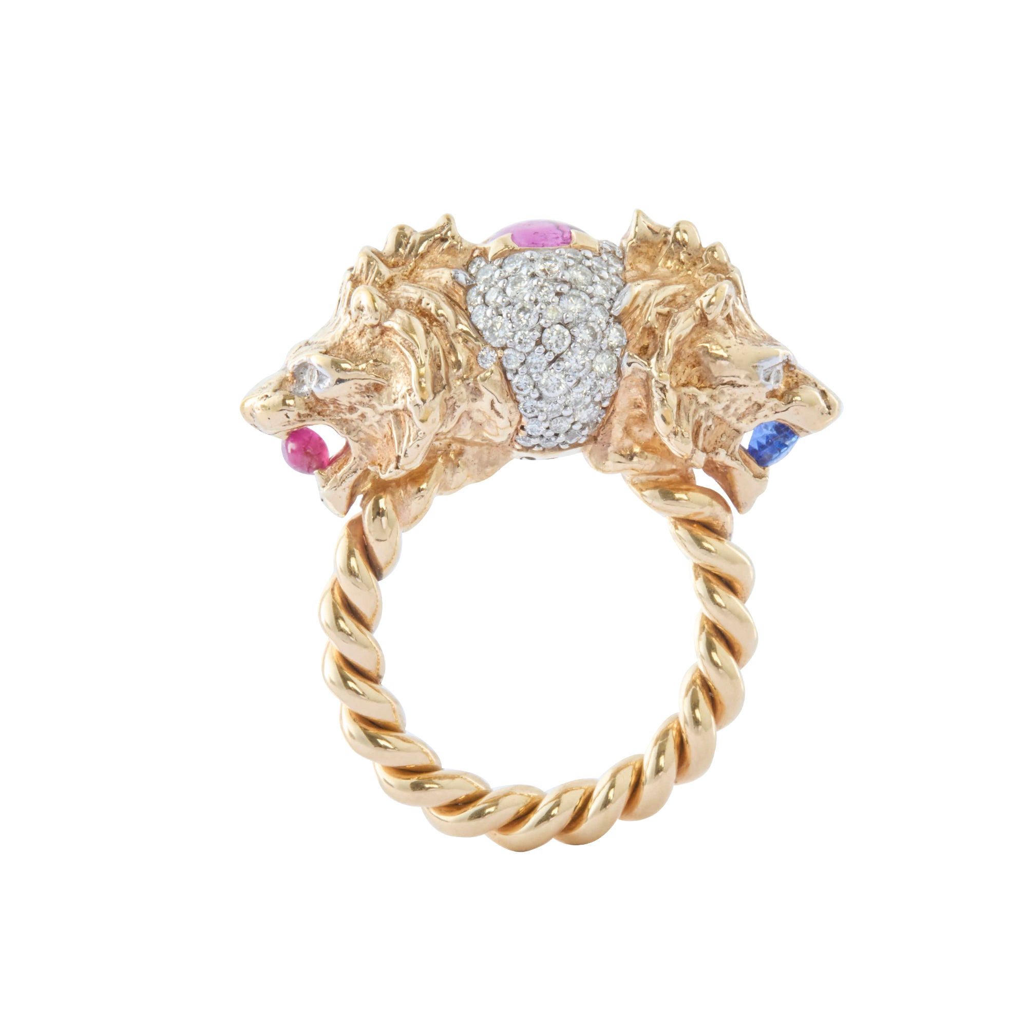 Diamond and Corundum Leo Ring