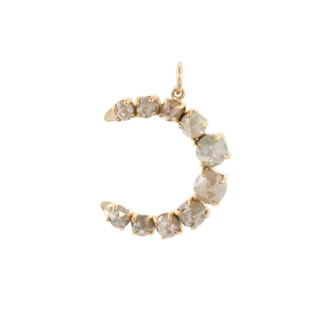 Round Diamond Stardust Crescent Moon Charm