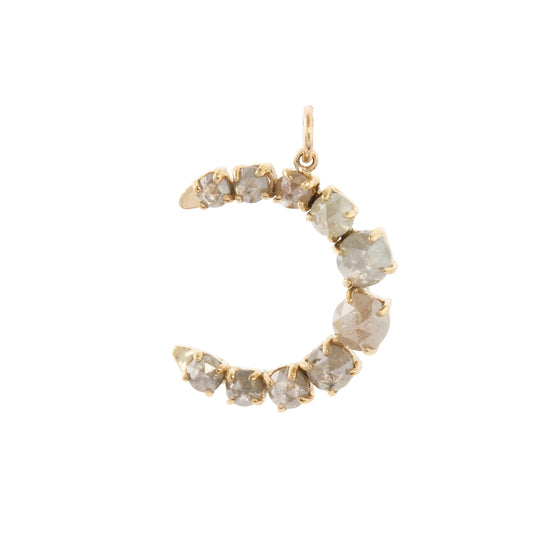 Round Diamond Stardust Crescent Moon Charm - Main Img