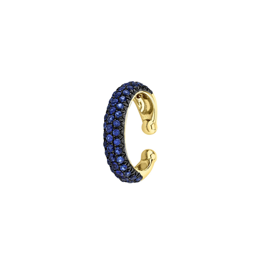 SHAY Jumbo Pave Blue Sapphire Ear Cuff - Earrings - Broken English Jewelry, front angled view