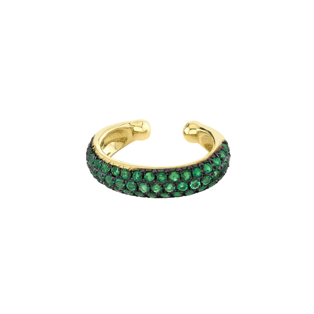 Jumbo Pave Emerald Ear Cuff in 18K Yellow Gold