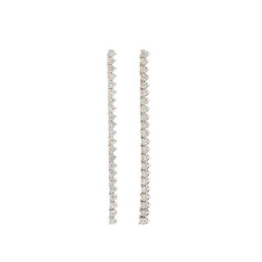 Diamond Single Tennis Drop Earrings - Main Img