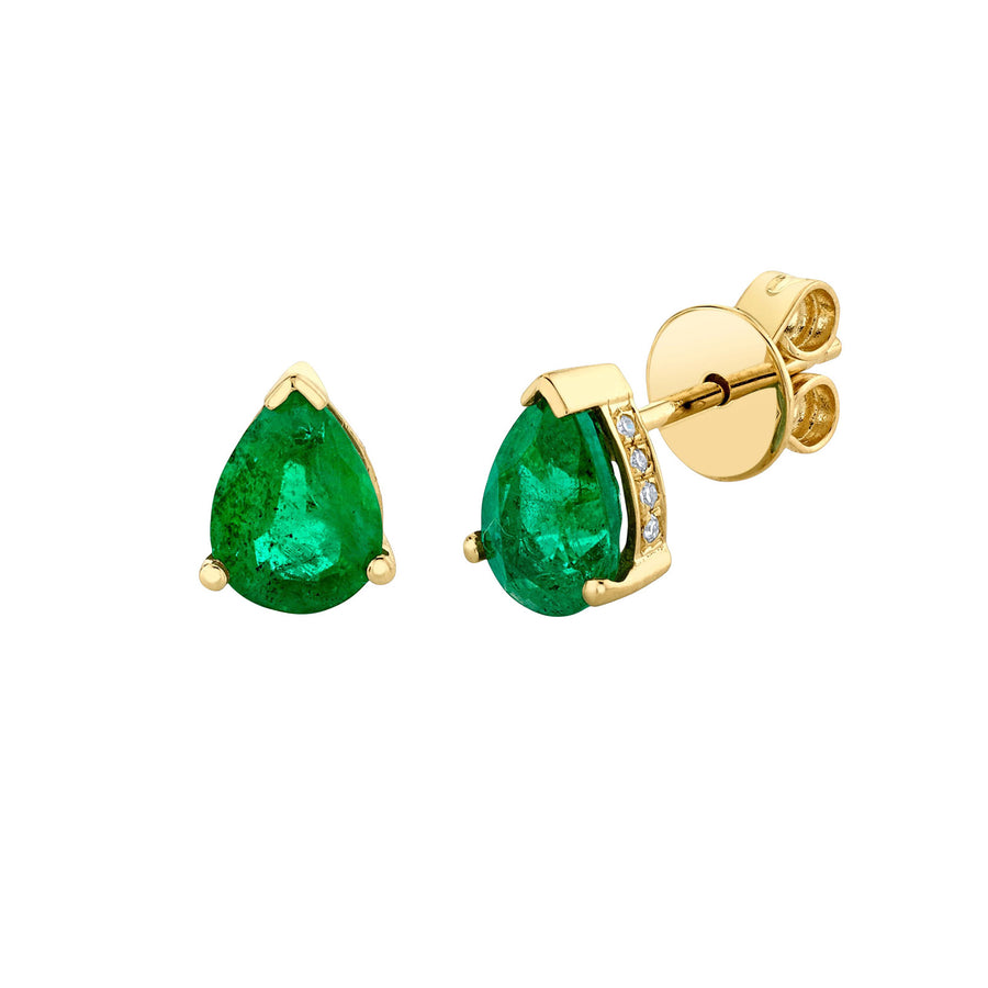 Emerald and Diamond Teardrop Studs