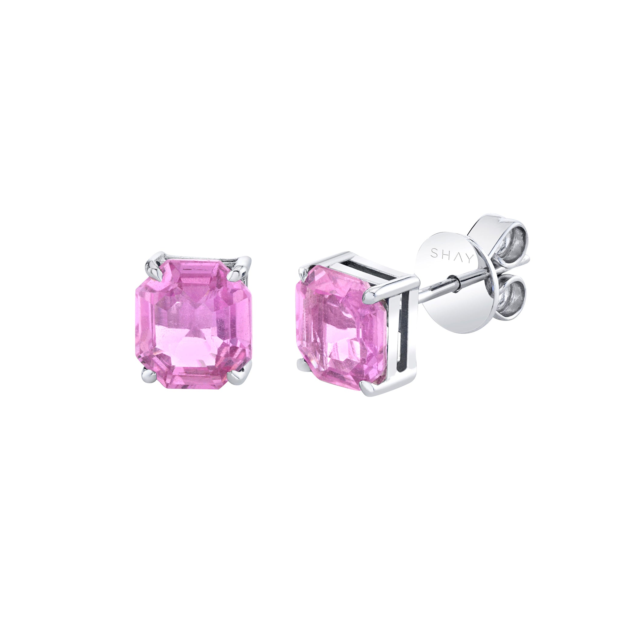Asscher Cut Pink Sapphire Studs