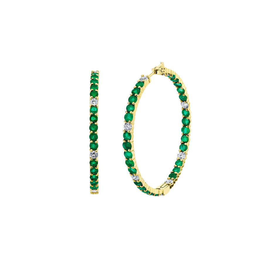 SHAY Large Inside Out Hoops - Emerald & Diamond - Earrings - Broken English Jewelry
