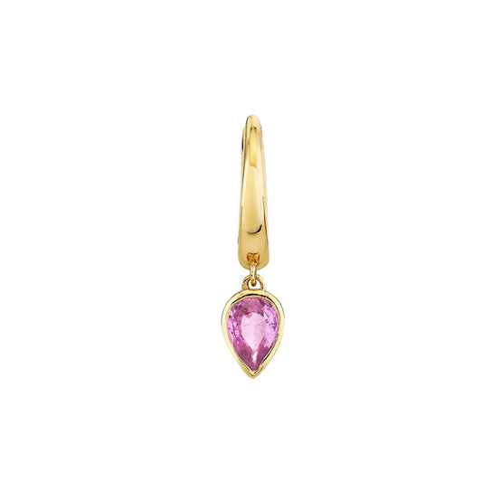 Pink Sapphire Pear Drop Huggie Earrings - Main Img