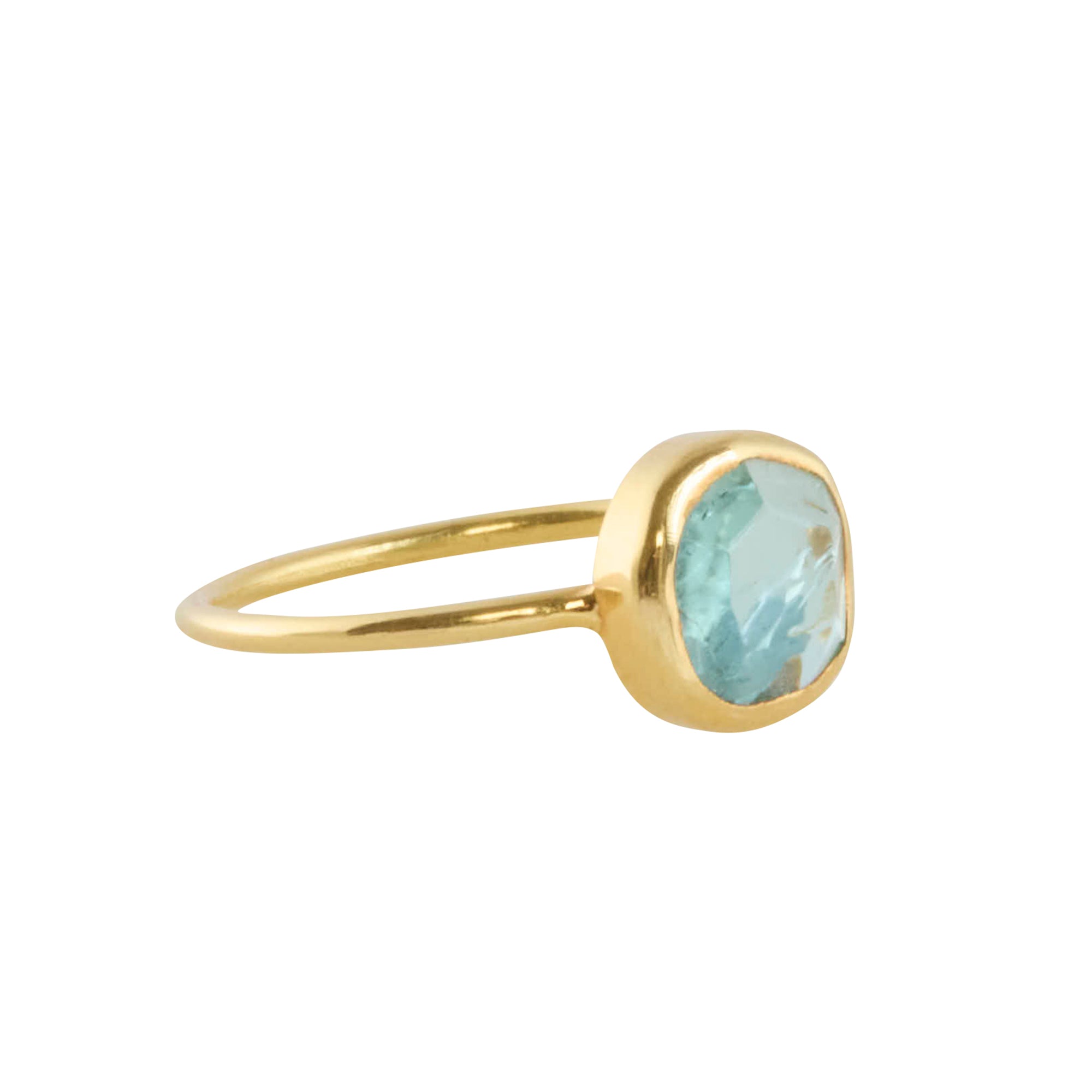 Blue Tourmaline Asma Round Ring