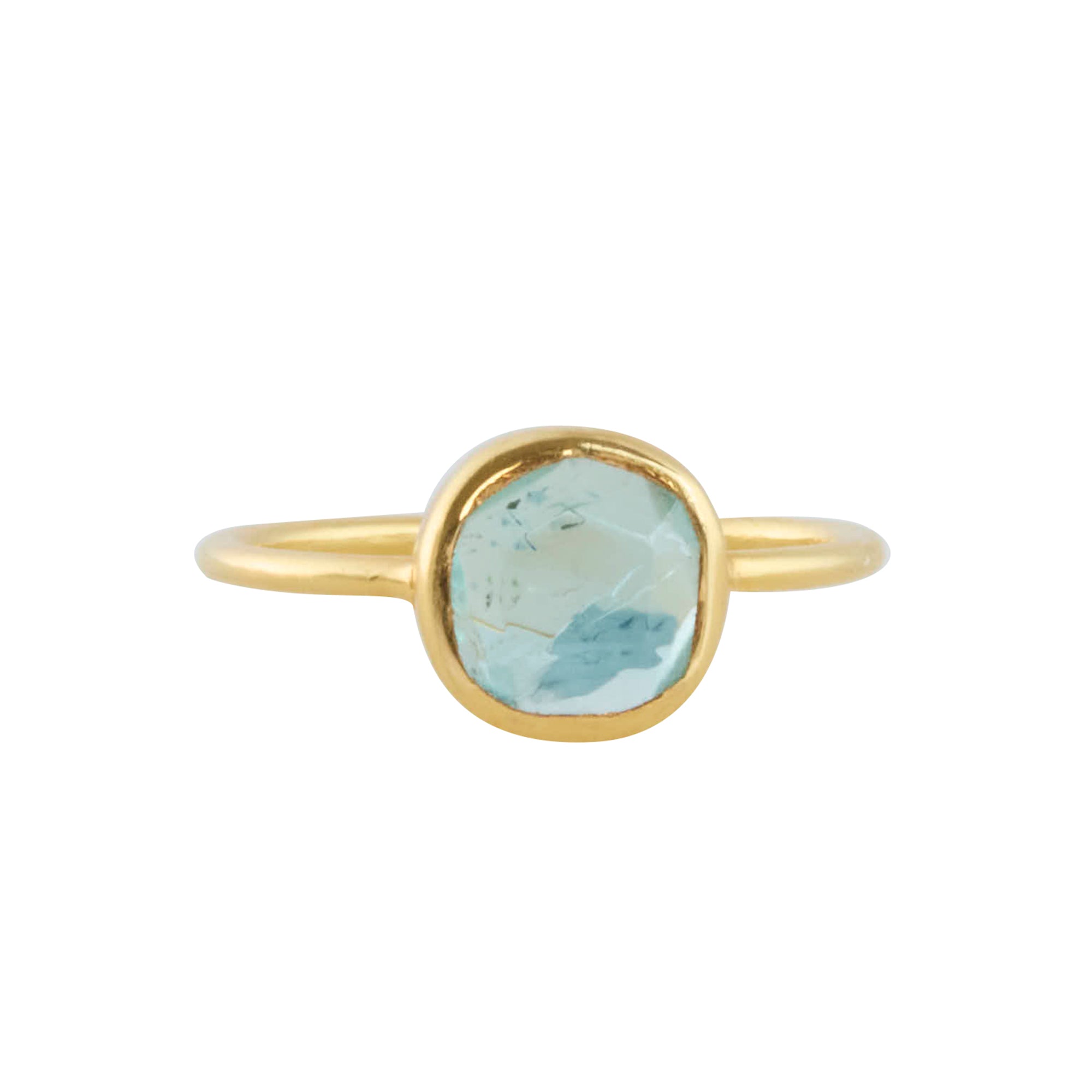 Blue Tourmaline Asma Round Ring