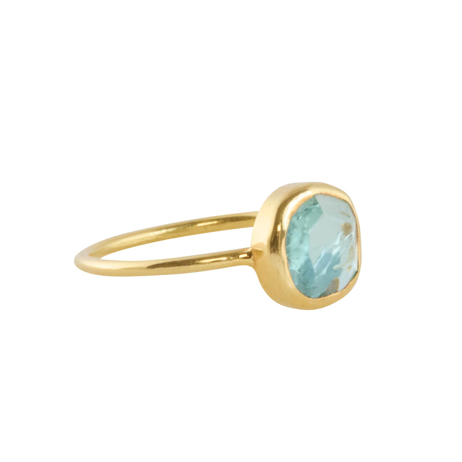 Blue Tourmaline Asma Round Ring