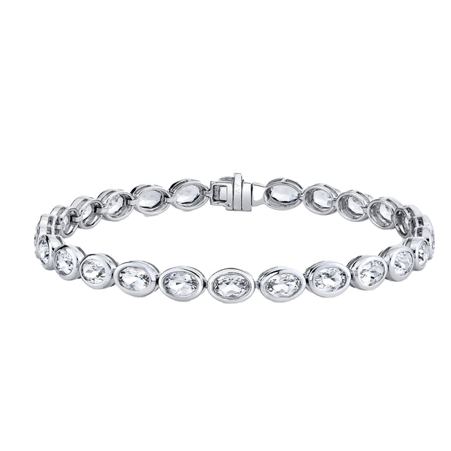 Bezel White Topaz Oval Tennis Bracelet
