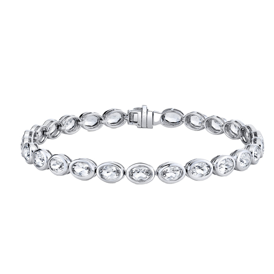 Bezel White Topaz Oval Tennis Bracelet