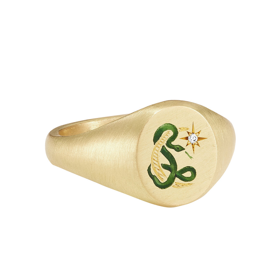 Cece Snake and Moon Ring - Rings - Broken English Jewelry front angled view