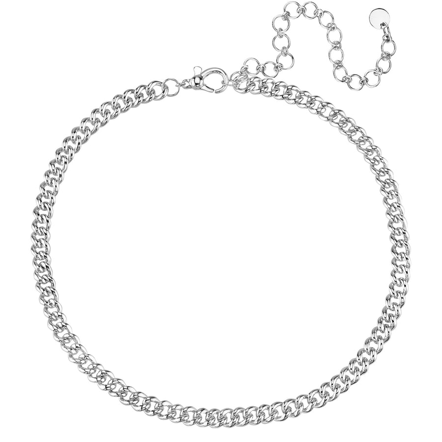 SHAY Solid Link Chain - White Gold - Necklaces - Broken English Jewelry top view
