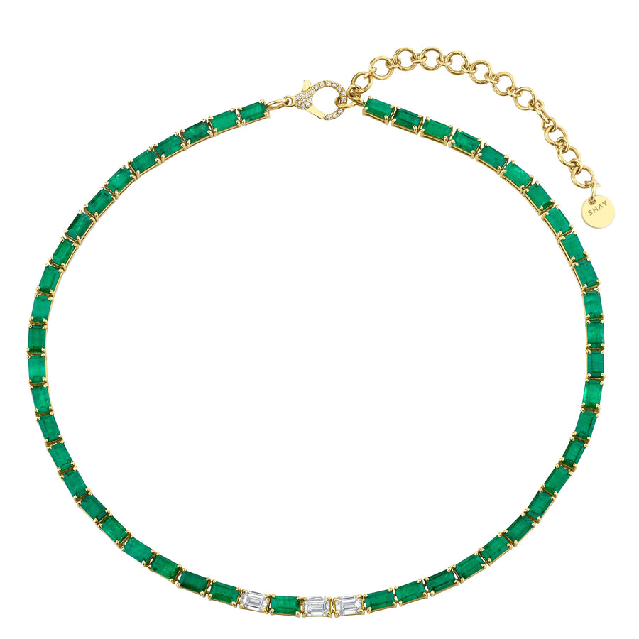 Emerald & Diamond Tennis Necklace