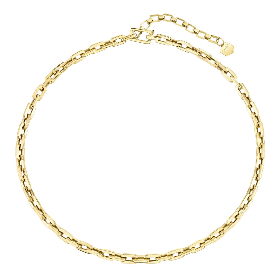 SHAY Solid Gold Mini Deco Link Necklace - Necklaces - Broken English Jewelry top view