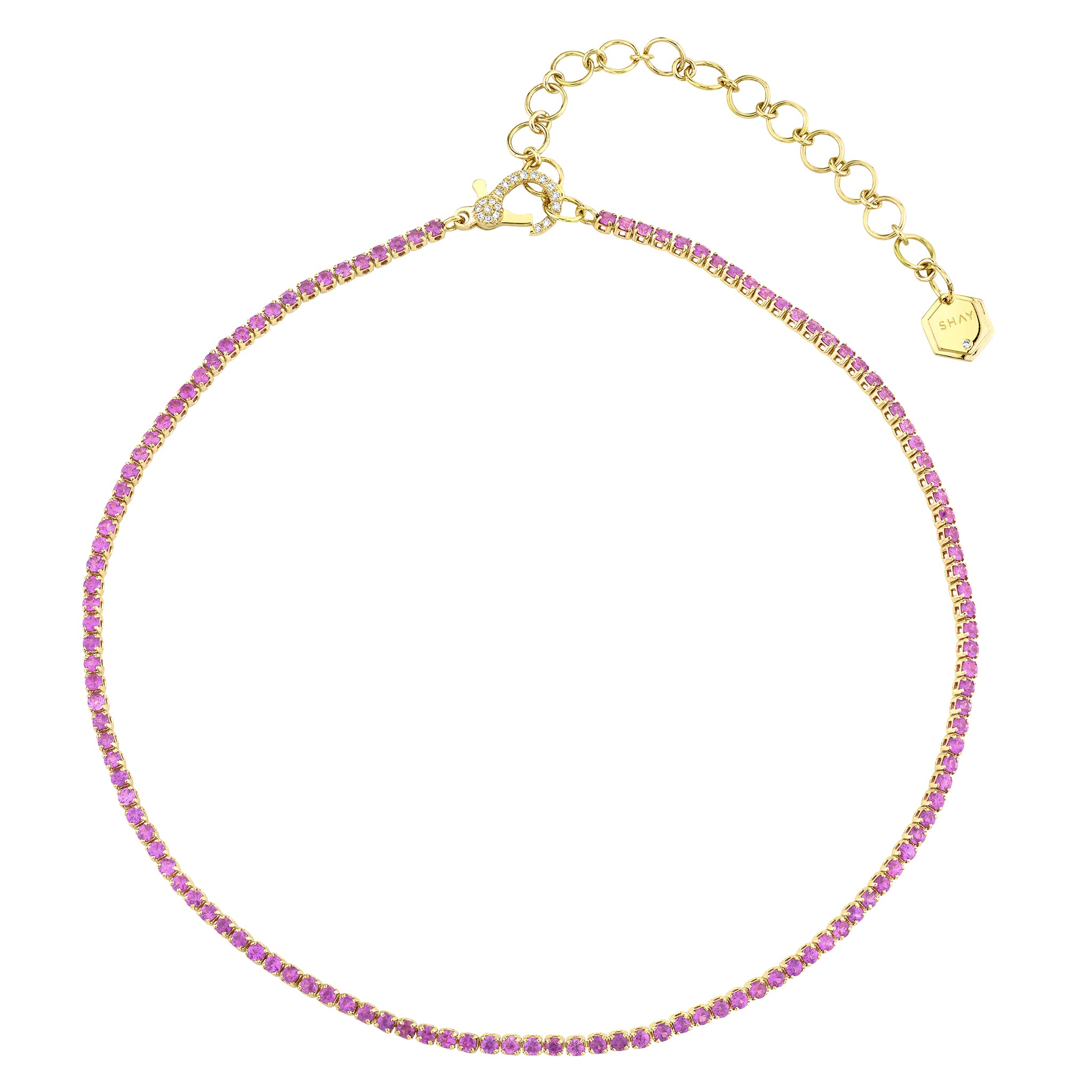 Single Line Pink Sapphire Threads Choker