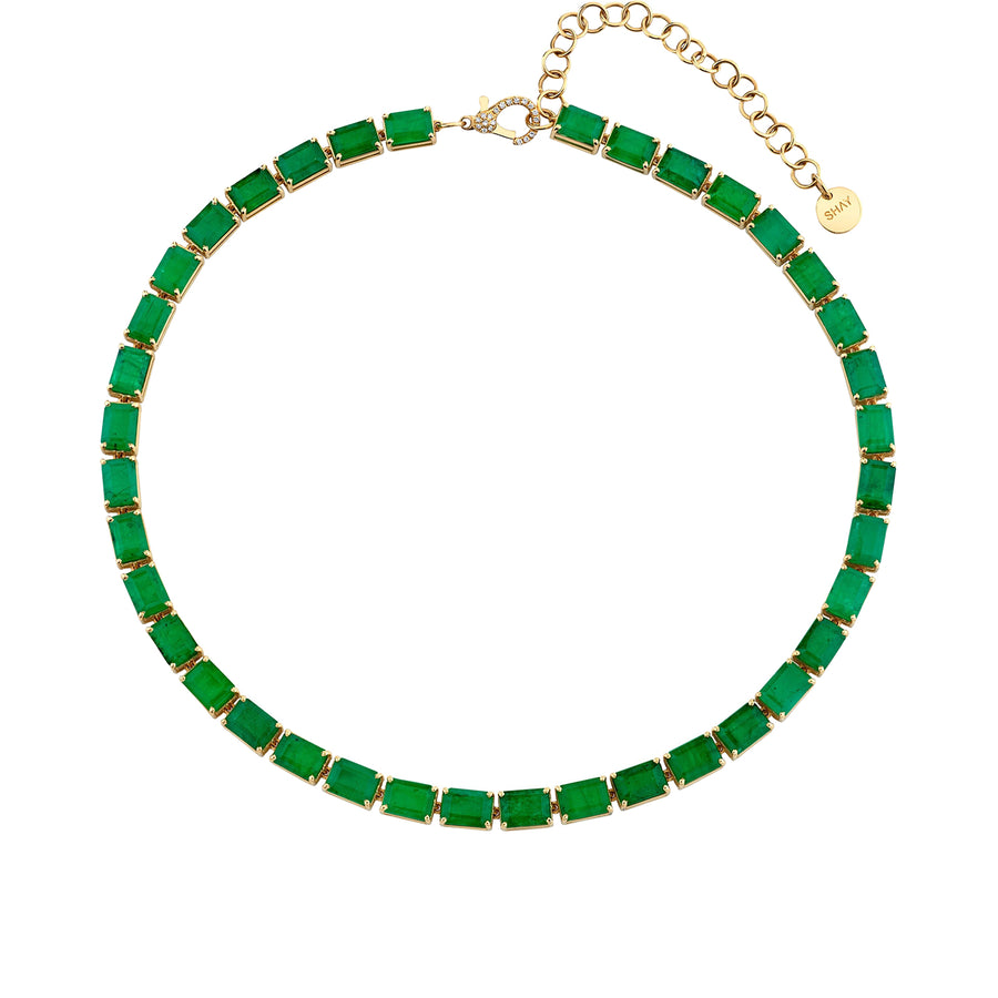 SHAY Jumbo Baguette Tennis Necklace - Emerald  - Necklaces - Broken English Jewelry