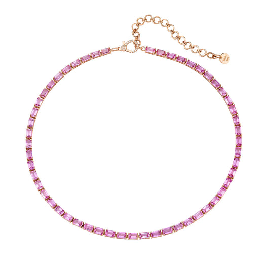 Pink Sapphire Tennis Necklace - Main Img