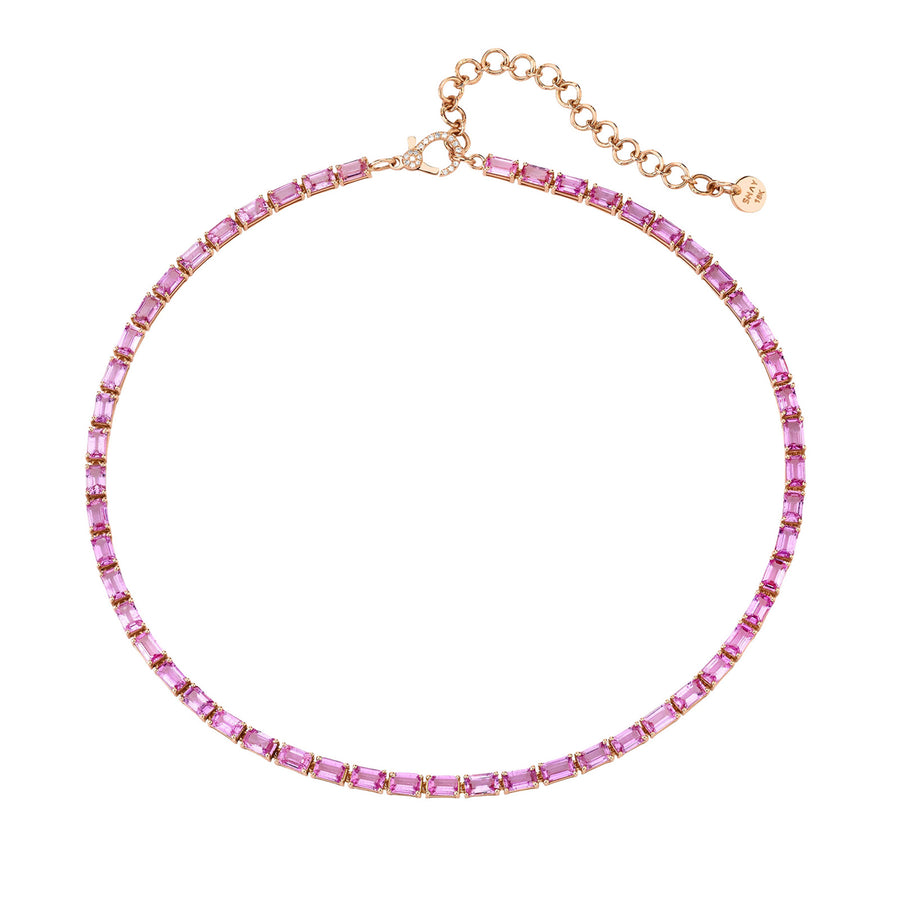 Pink Sapphire Tennis Necklace