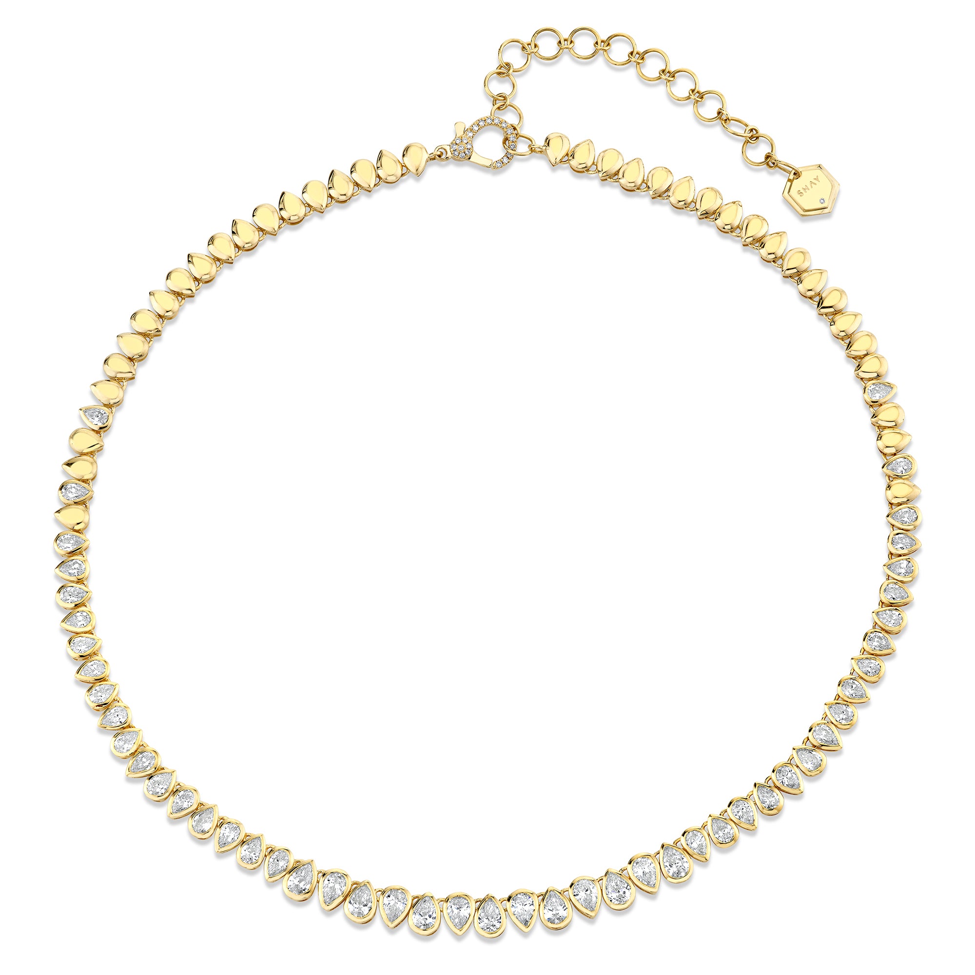 Pear Diamond Bezel Tennis Necklace