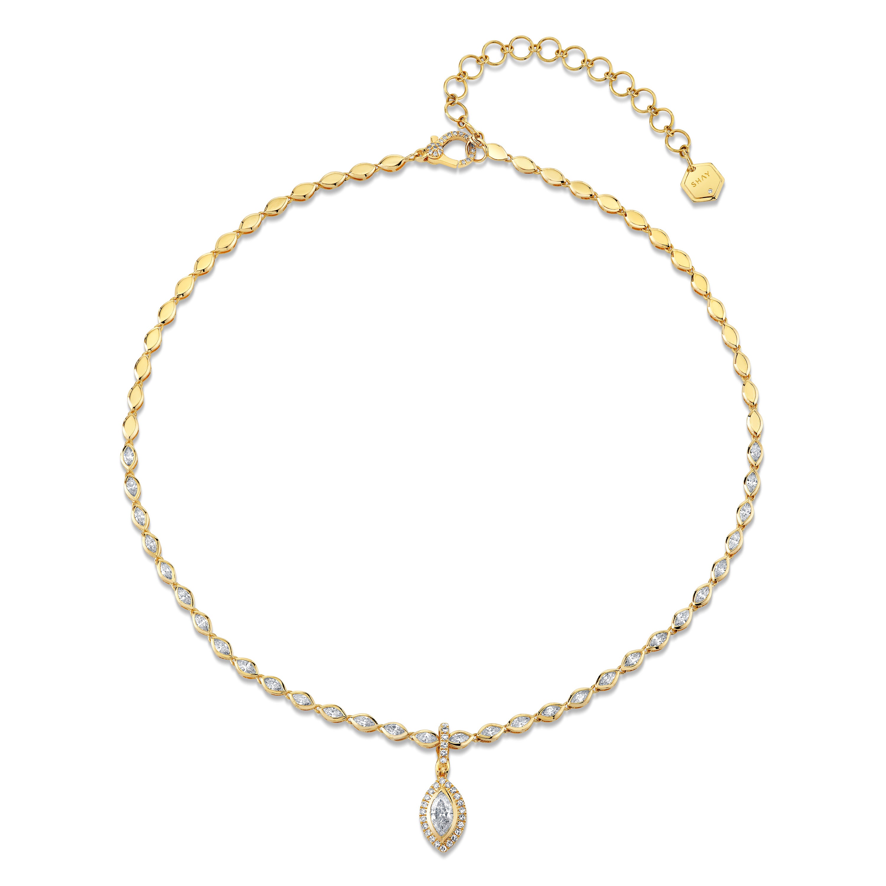 Halo Marquise Clip Drop Necklace