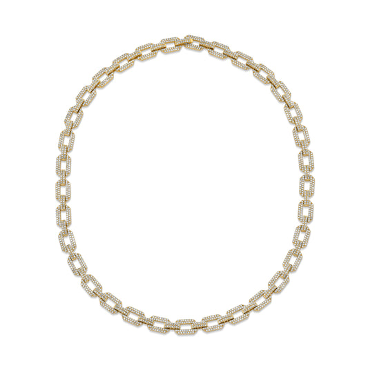 Geo Flat Link Necklace - Yellow Gold - Main Img