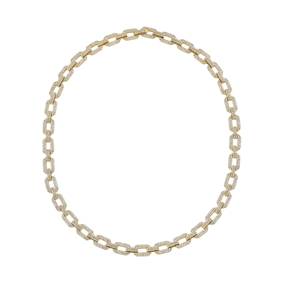 Pave Diamond Geo Flat Link Necklace