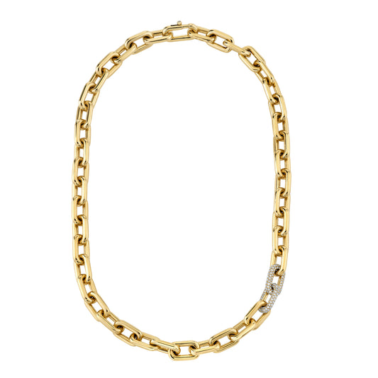 Diamond Double Cable Link Necklace - Main Img