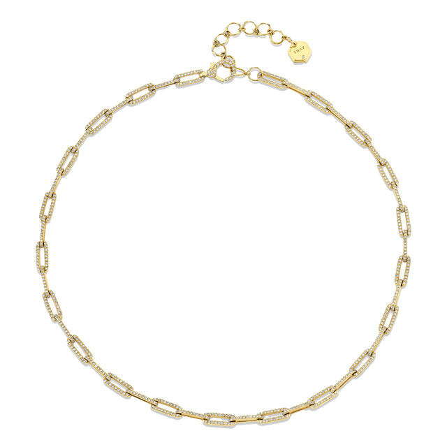Pave Diamond Flat Cable Link Necklace