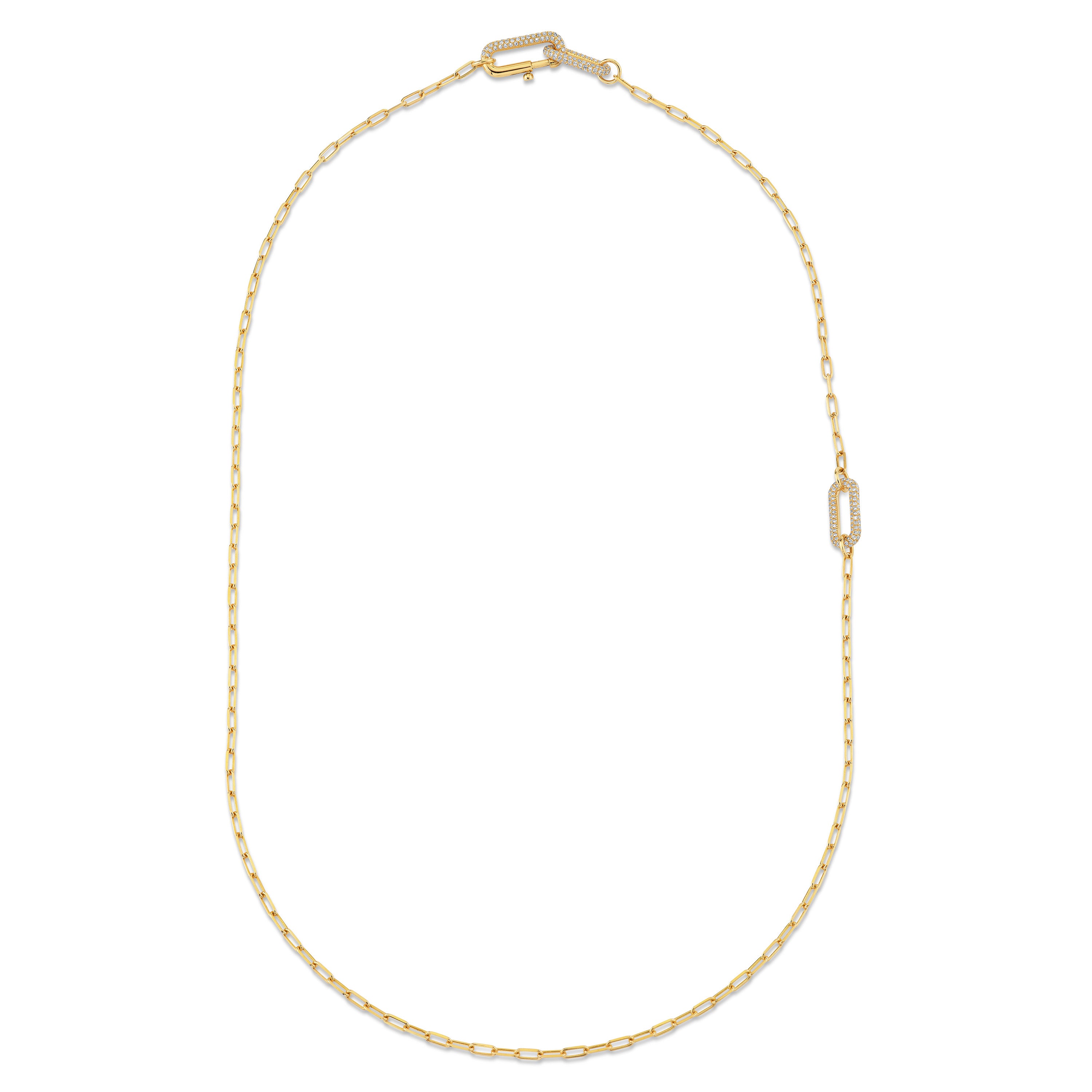 Pave Diamond Cable Lariat Necklace in 18K Yellow Gold