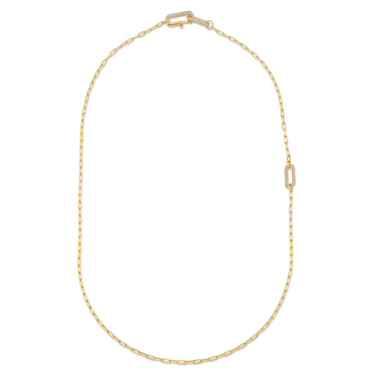 Pave Diamond Cable Lariat Necklace in 18K Yellow Gold
