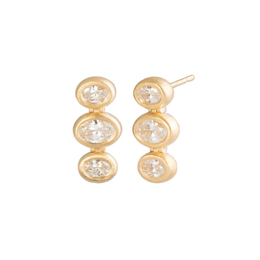 Small/Large/Small Diamond Drop Earrings - Main Img