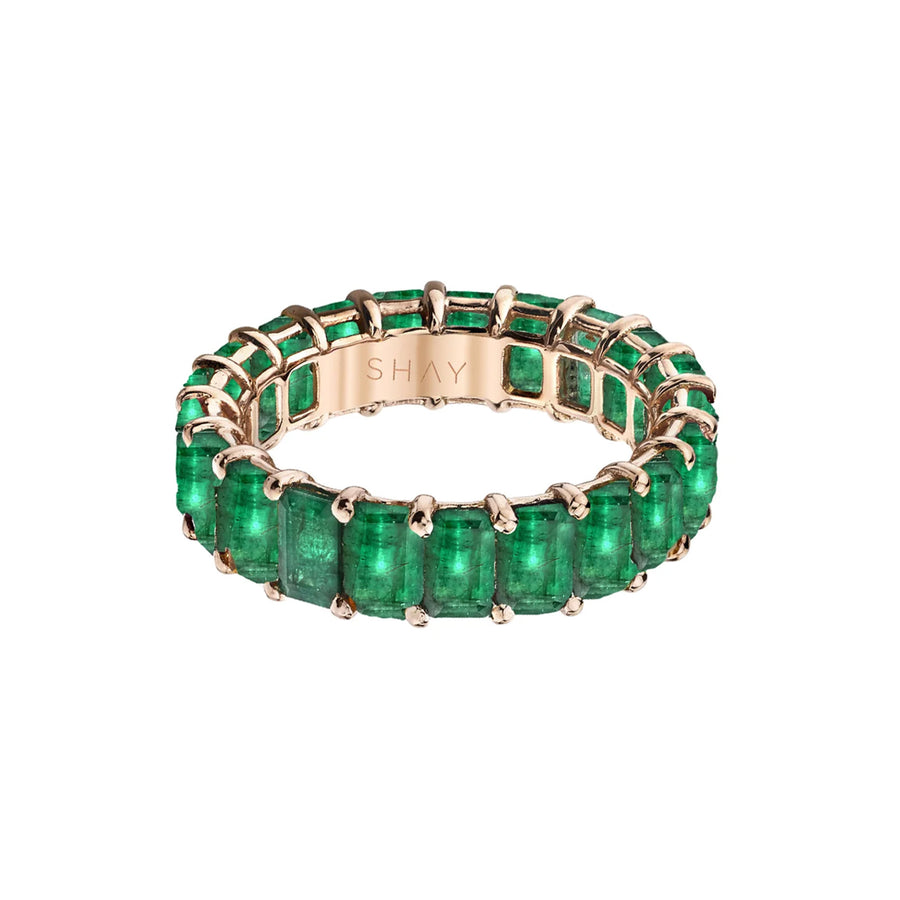SHAY Emerald Eternity Band - Rose Gold - Rings - Broken English Jewelry front view