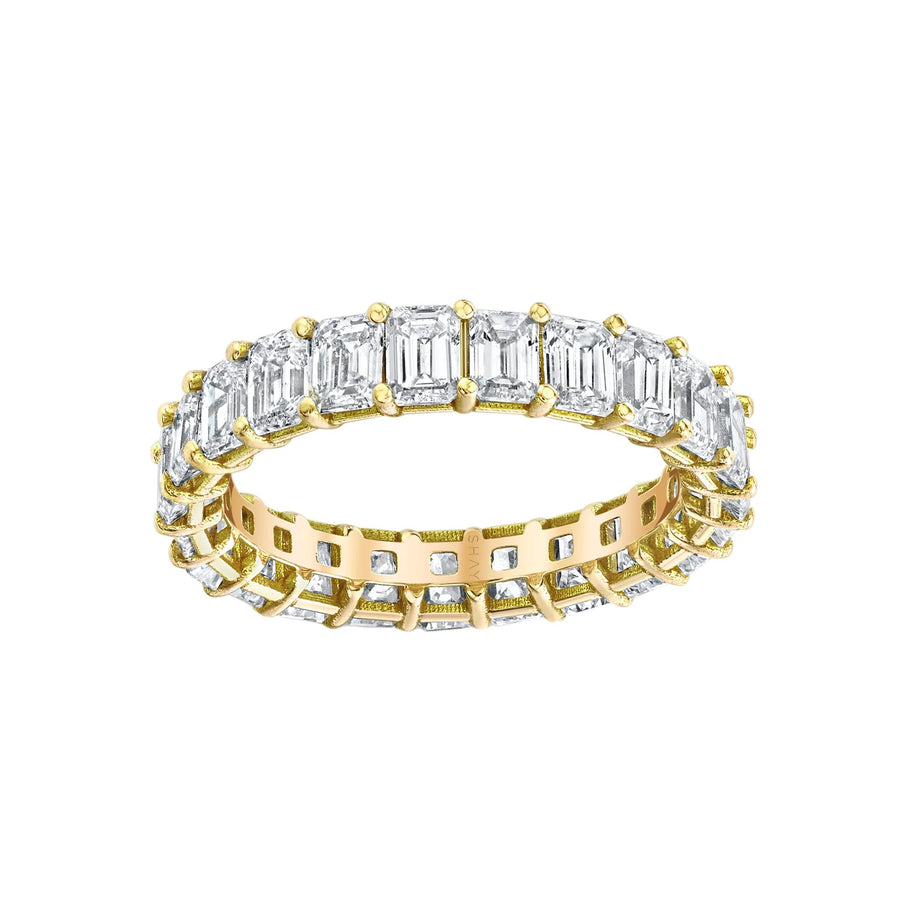 SHAY Emerald Cut Eternity Band - Gold - Broken English Jewelry front view