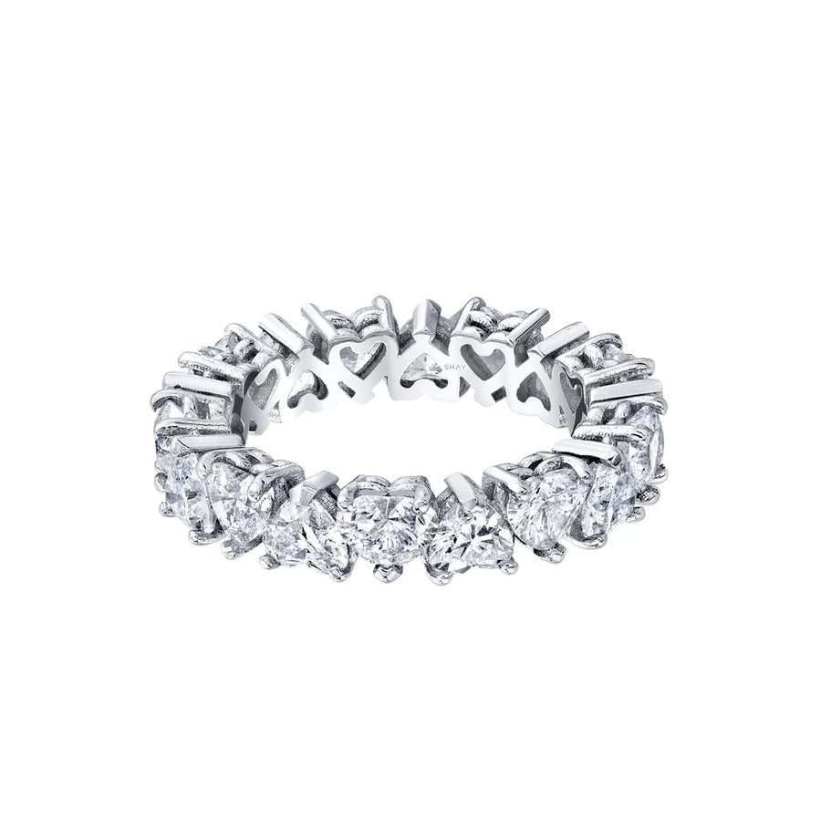 SHAY Heart Diamond Eternity Ring - White Diamond - Broken English Jewelry front view