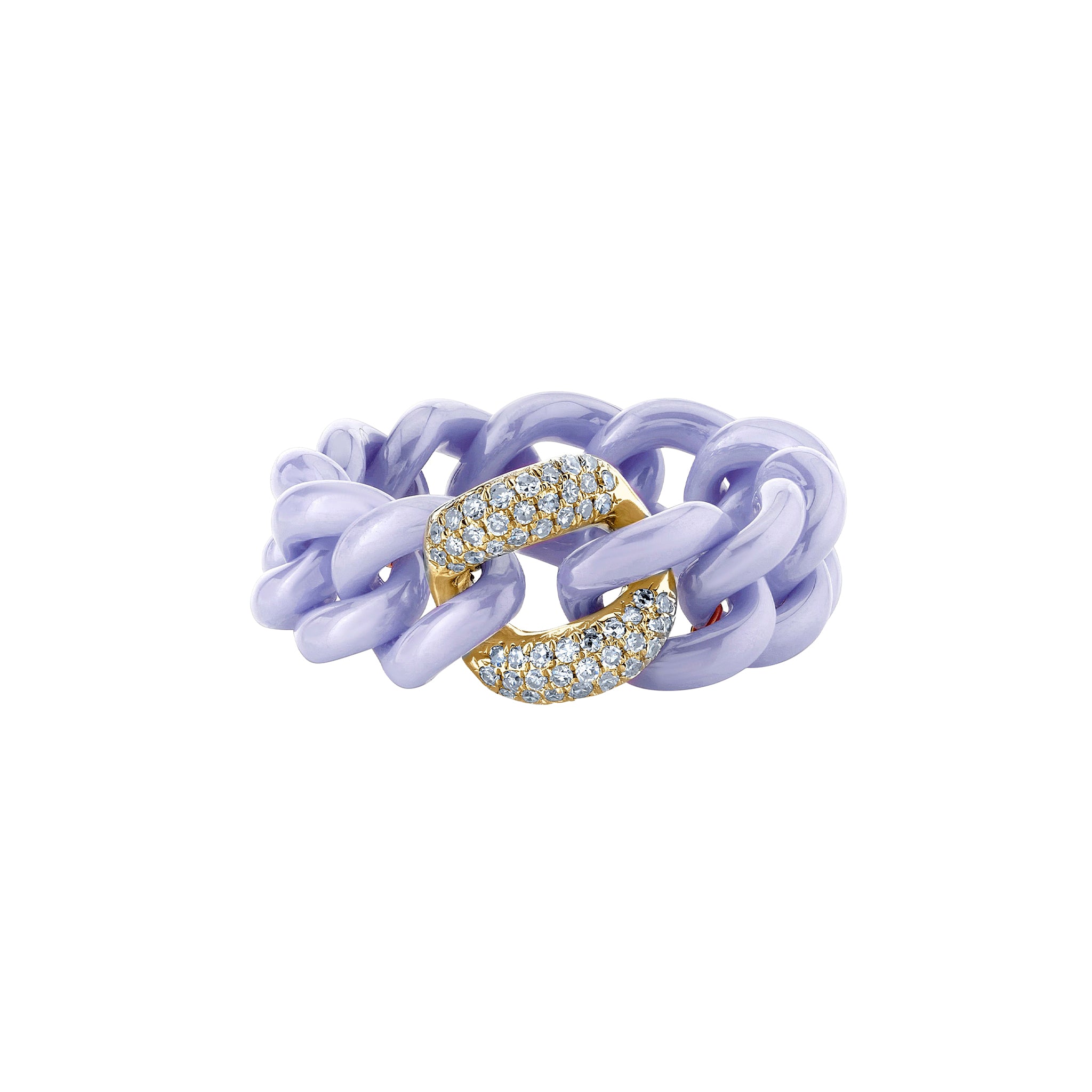Single Pave Diamond Lavender Ceramic Link Ring
