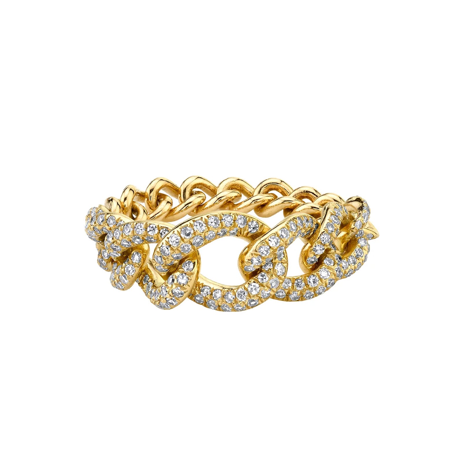 SHAY Gradual Diamond Link Ring - Yellow Gold - Rings - Broken English Jewelry front view