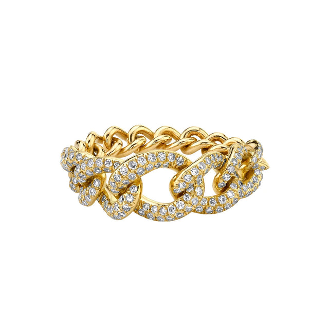 SHAY Gradual Diamond Link Ring - Yellow Gold - Rings - Broken English Jewelry front view