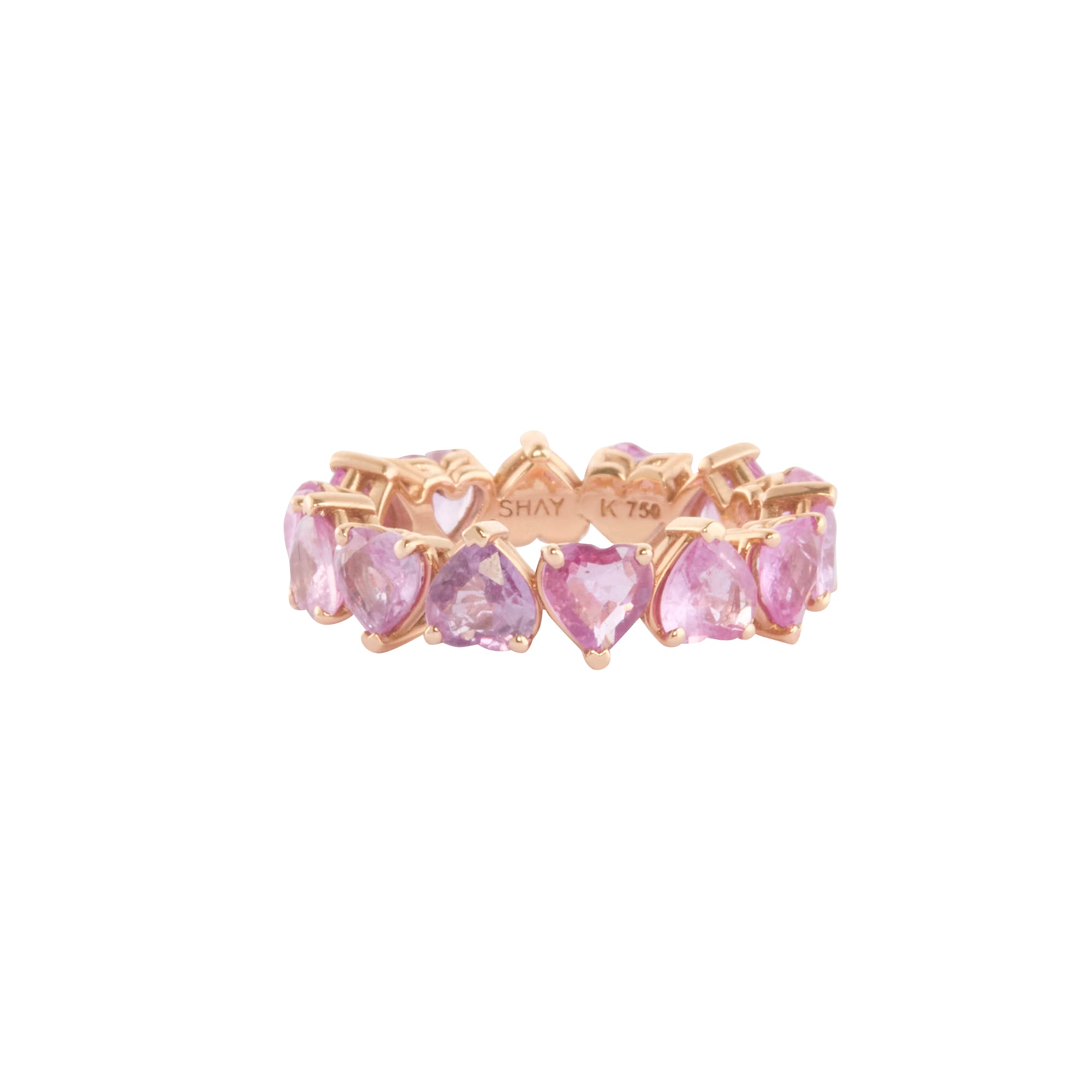 Pink Sapphire Heart Eternity Band