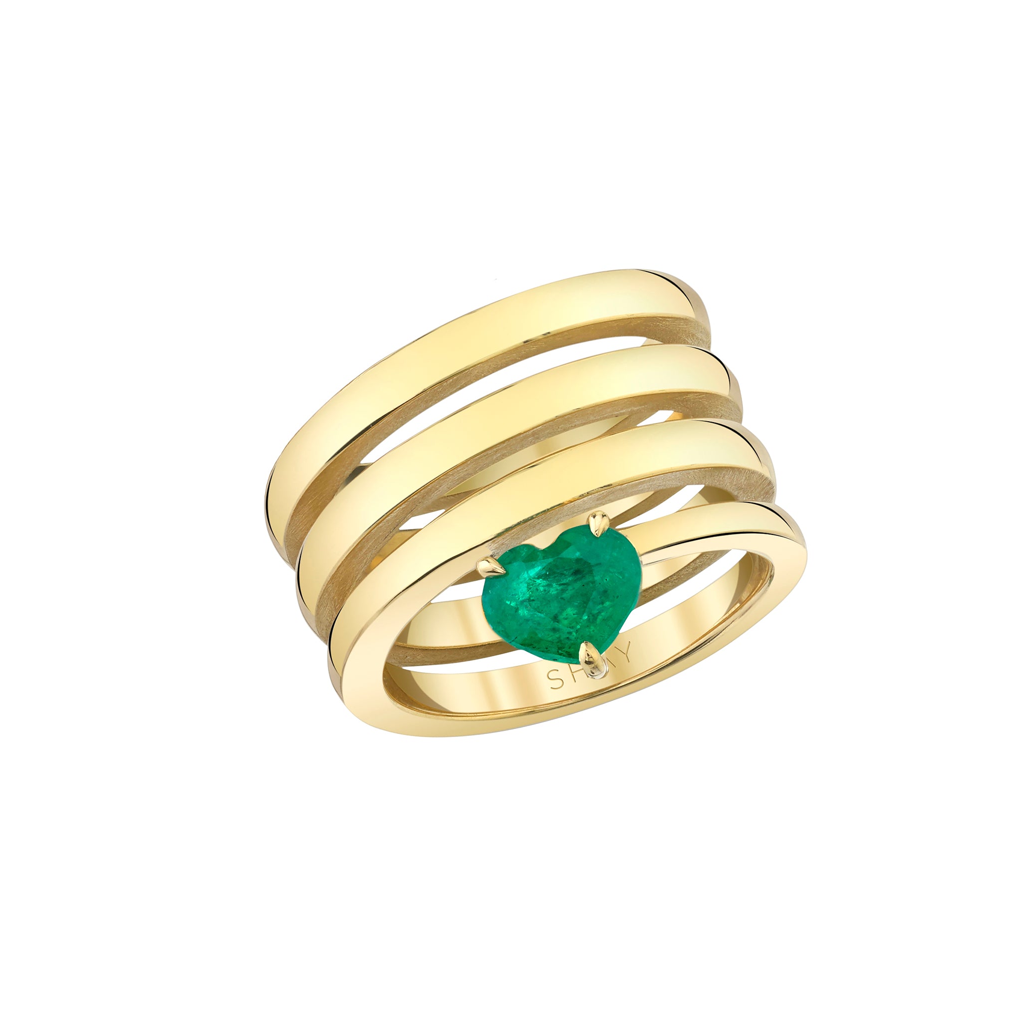 Emerald Spiral Heart Ring