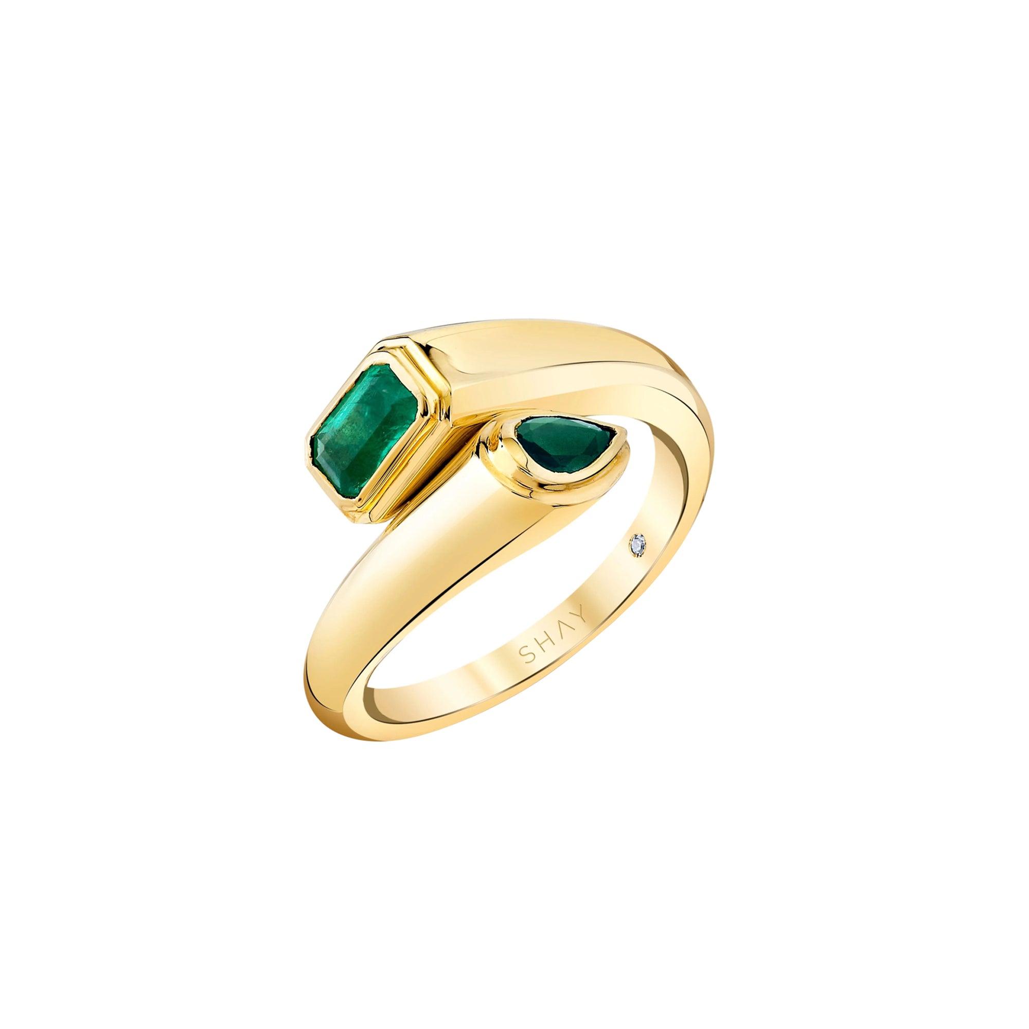 Emerald Bypass Pinky Ring