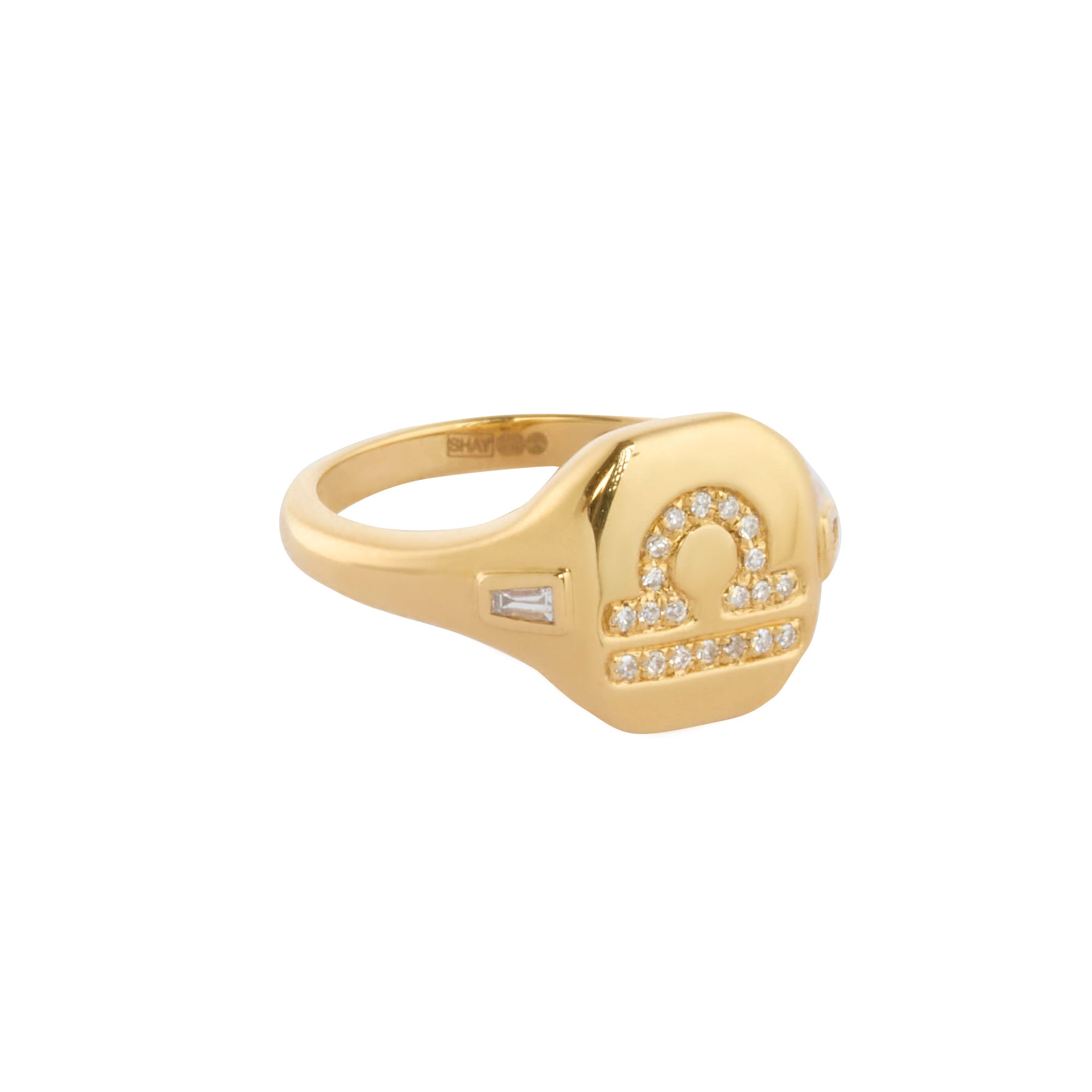 Libra Zodiac Pinky Ring with Diamond