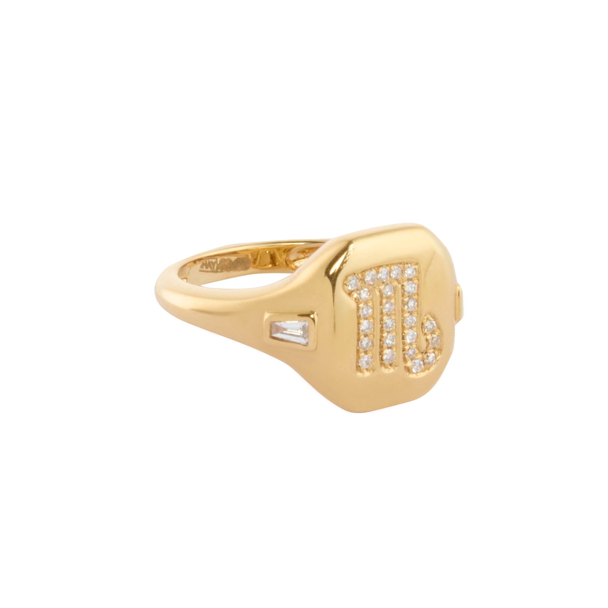 Scorpio Zodiac Pinky Ring with Diamond